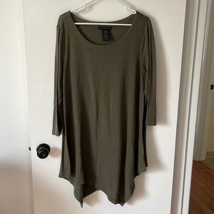 Olive green asymmetrical long shirt